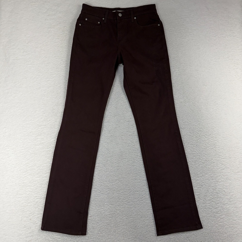 Levis 505 Jeans Womens 27 (28x31.5) Straight Leg Burgandy Brown NWOT Stretch